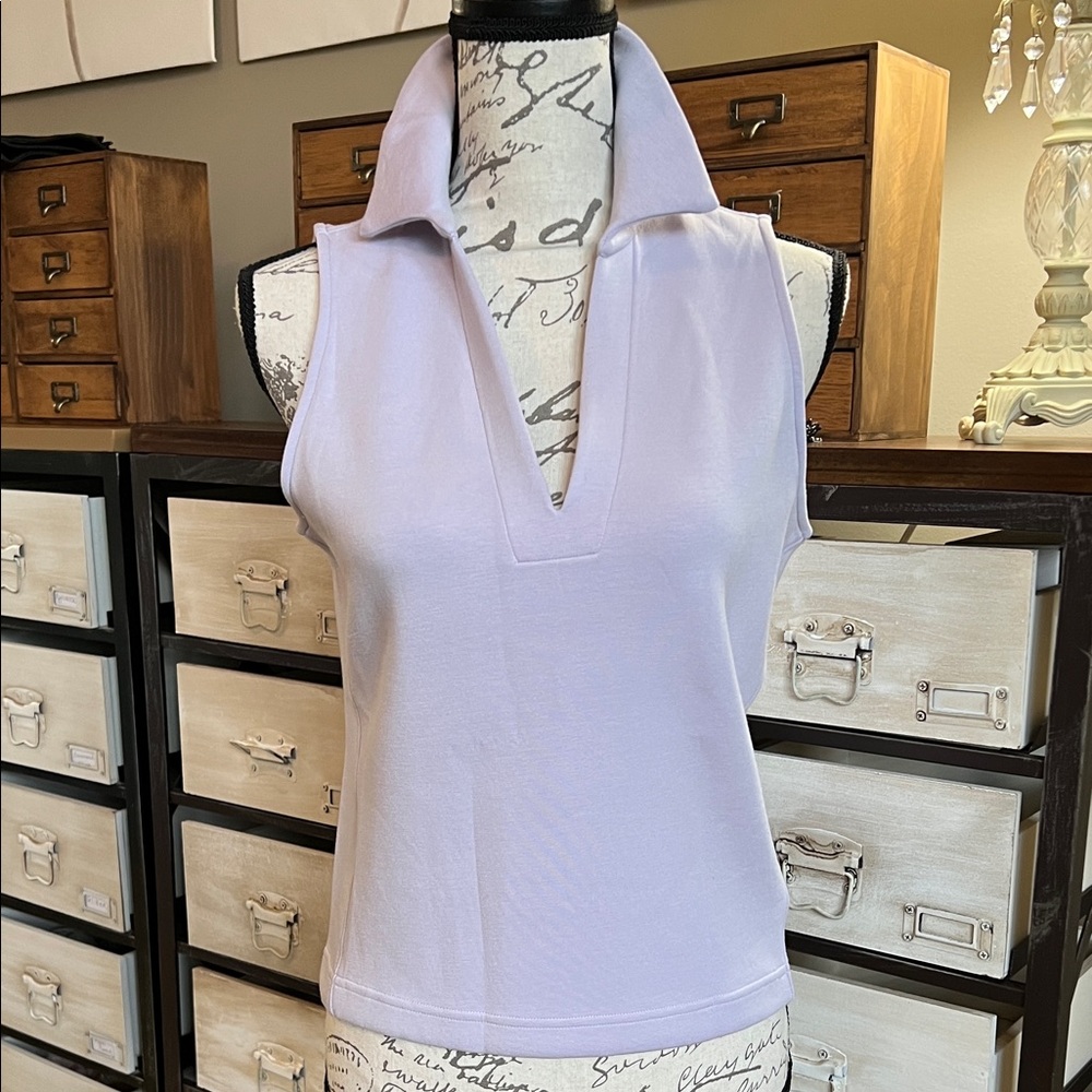 NEW SPANX Air Essentials Light Purple Sleeveless Collared Polo Tank Sz S - Picture 2 of 8
